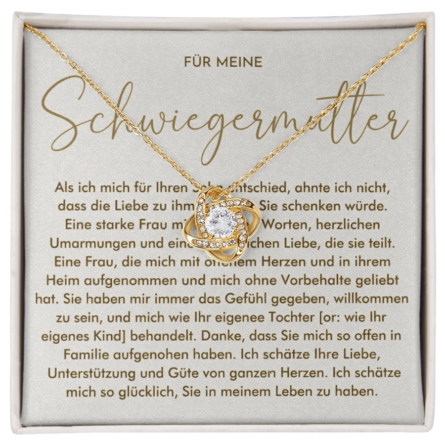 An meine Schwiegermutter -  Knoten-Halskette mit liebevoller Karte