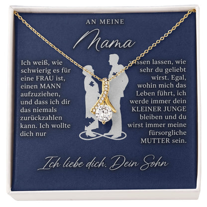 An meine Mama – Bandhalskette in 14k Weißgold / 18k Gelbgold Veredelung