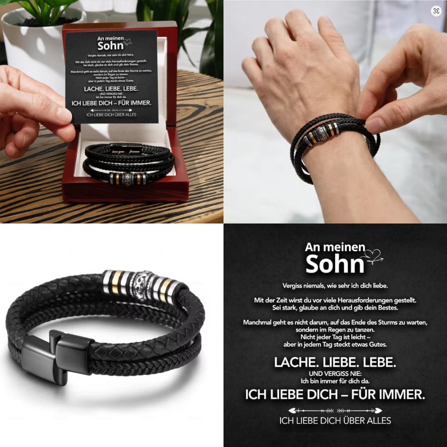 An meinen Sohn - Vergiss niemals - Lederarmband