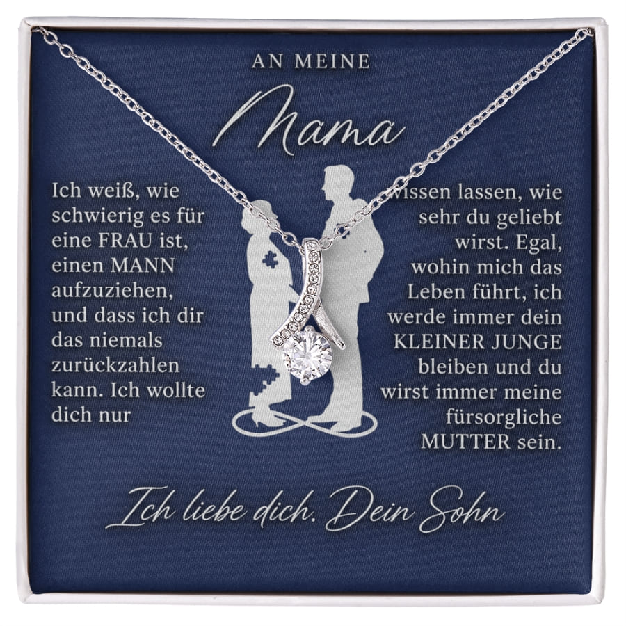 An meine Mama – Bandhalskette in 14k Weißgold / 18k Gelbgold Veredelung