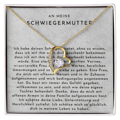 An meine Schwiegermutter -  Herz-Halskette mit liebevoller Karte