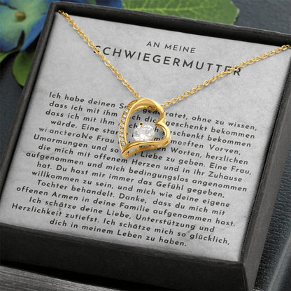 An meine Schwiegermutter -  Herz-Halskette mit liebevoller Karte