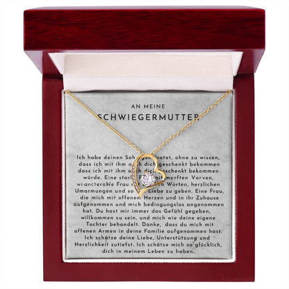 An meine Schwiegermutter -  Herz-Halskette mit liebevoller Karte