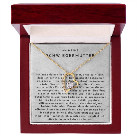 An meine Schwiegermutter -  Herz-Halskette mit liebevoller Karte