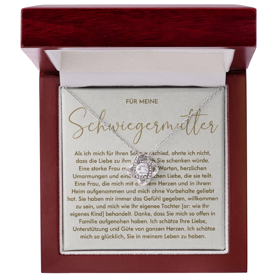 An meine Schwiegermutter -  Knoten-Halskette mit liebevoller Karte