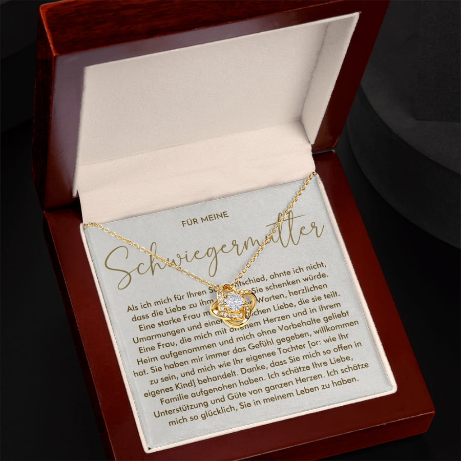 An meine Schwiegermutter -  Knoten-Halskette mit liebevoller Karte