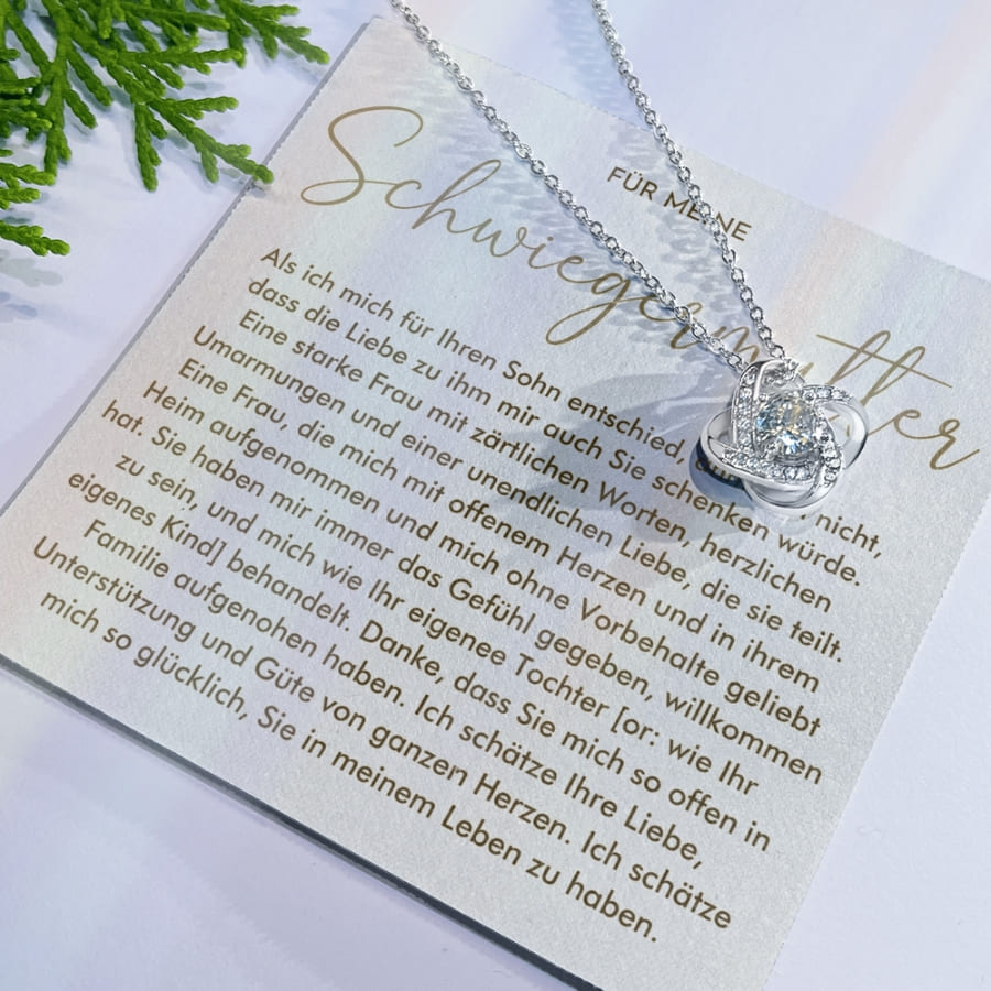 An meine Schwiegermutter -  Knoten-Halskette mit liebevoller Karte
