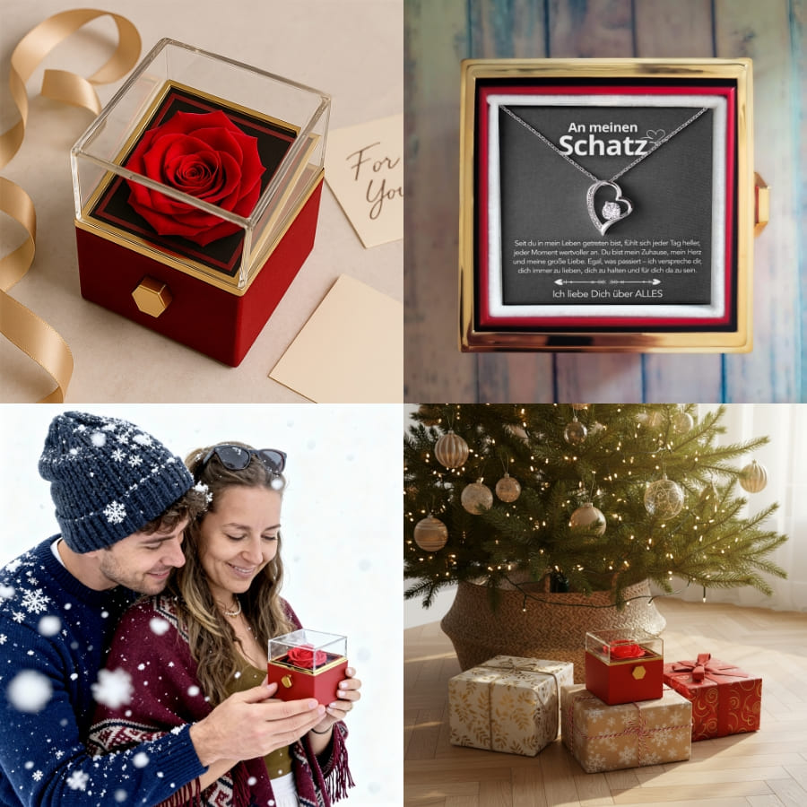 An meinen Schatz – Ewige Rose mit Herzschmuck & liebevoller Karte