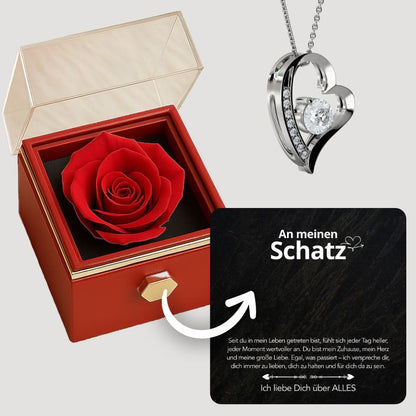 An meinen Schatz – Ewige Rose mit Herzschmuck & liebevoller Karte