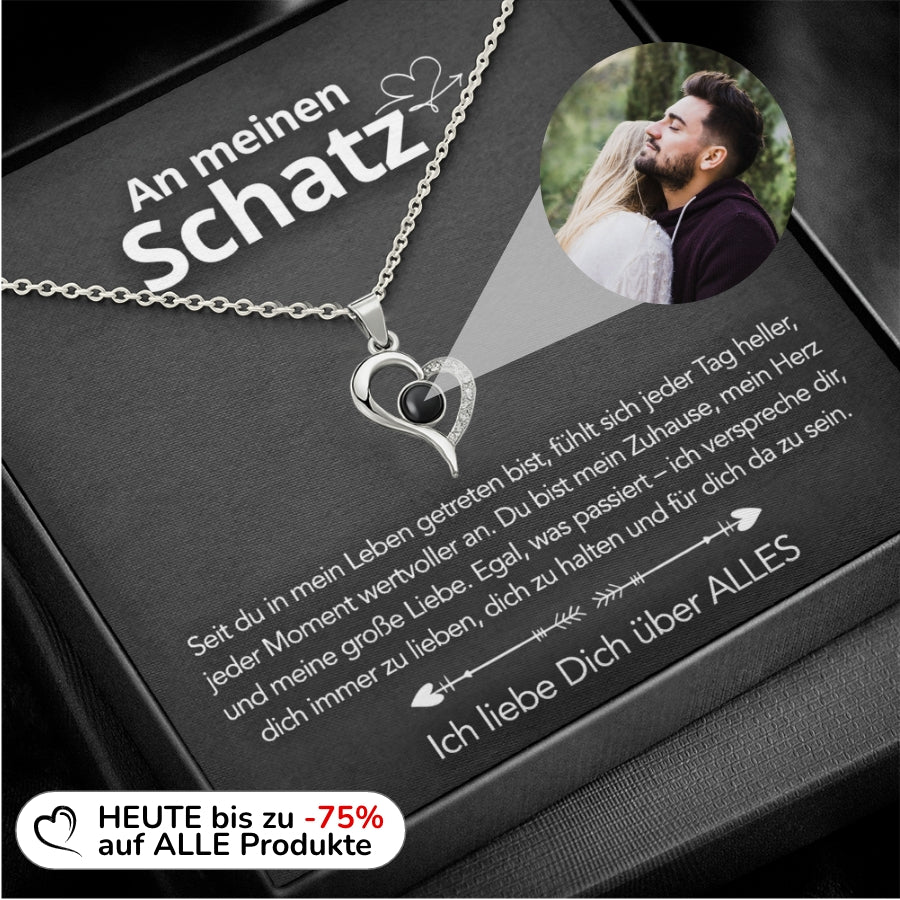 An meinen Schatz - Foto Halskette mit deinem Lieblingsbild – Schwungherz & Notiz