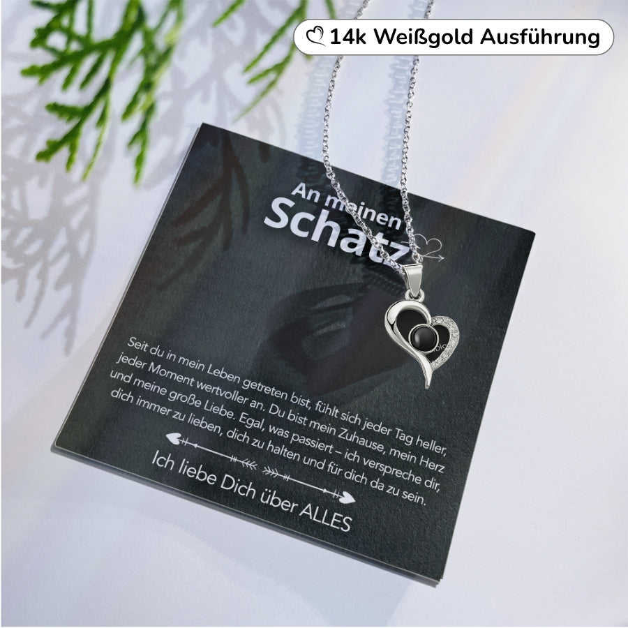 An meinen Schatz - Foto Halskette mit deinem Lieblingsbild – Schwungherz & Notiz