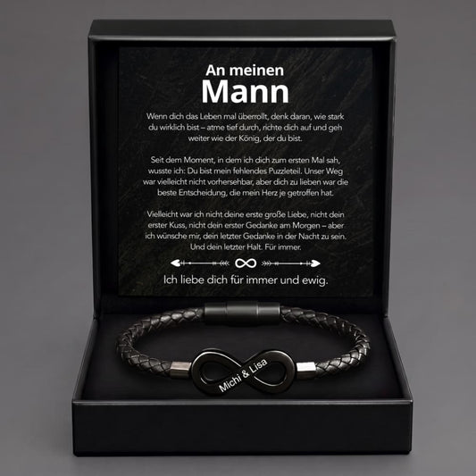 An meinen Mann – Personalisiertes Infinity Armband mit Gravur