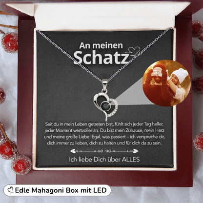 An meinen Schatz - Foto Halskette mit deinem Lieblingsbild – Schwungherz & Notiz