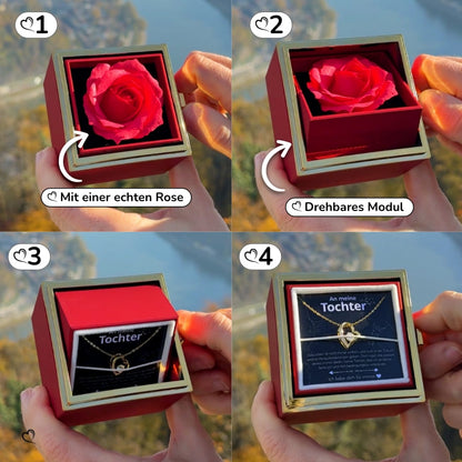 An meine Tochter – Ewige Rose mit Herzschmuck & liebevoller Karte