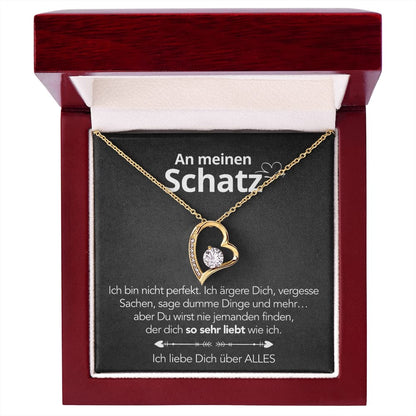 An meinen Schatz – Herzanhänger in 14k Weißgold / 18k Gelbgold Veredelung