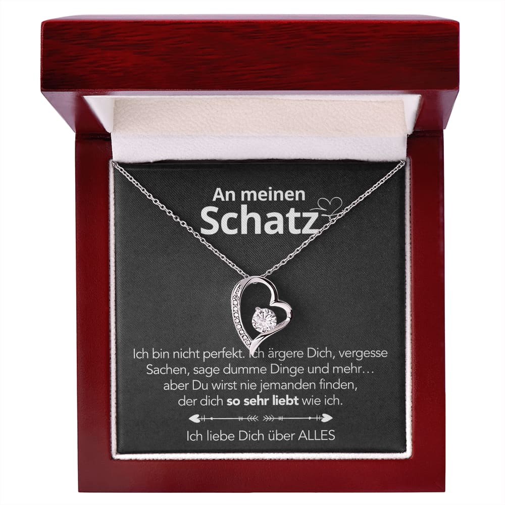 An meinen Schatz – Herzanhänger in 14k Weißgold / 18k Gelbgold Veredelung