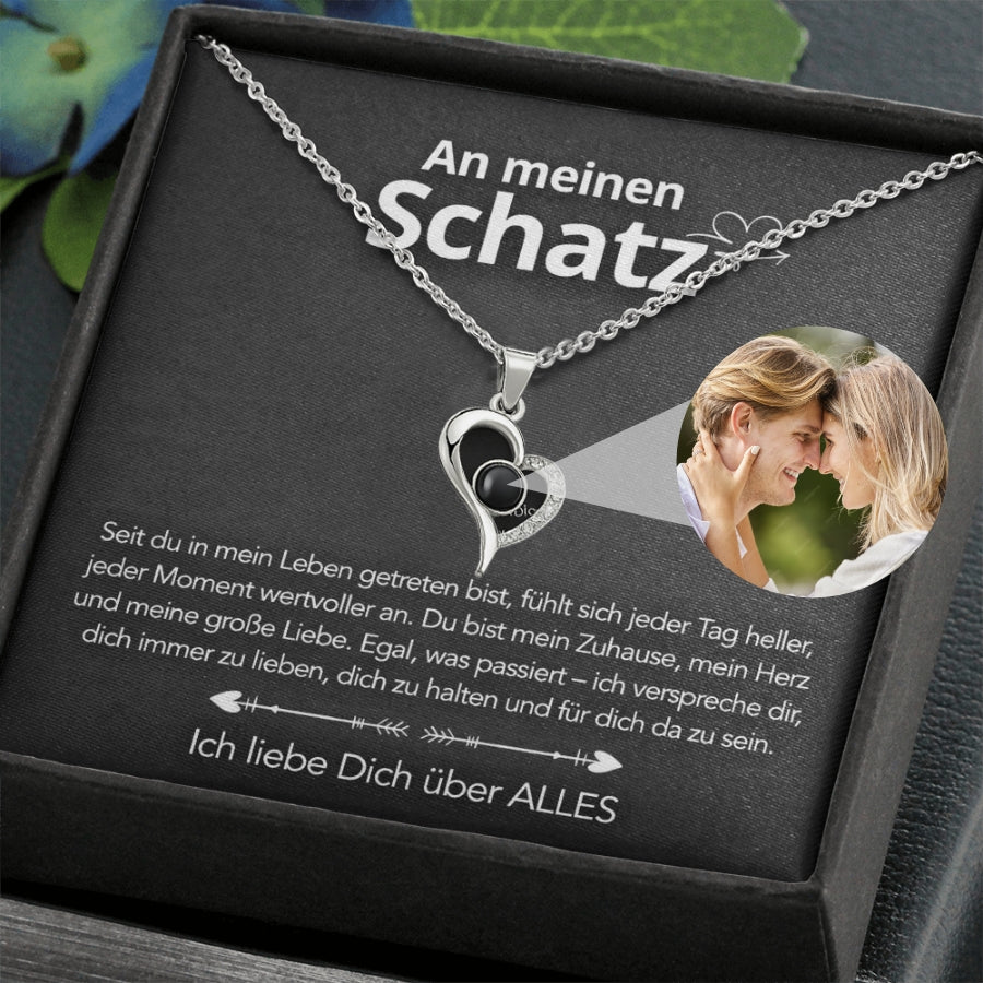 An meinen Schatz - Foto Halskette mit deinem Lieblingsbild – Schwungherz & Notiz