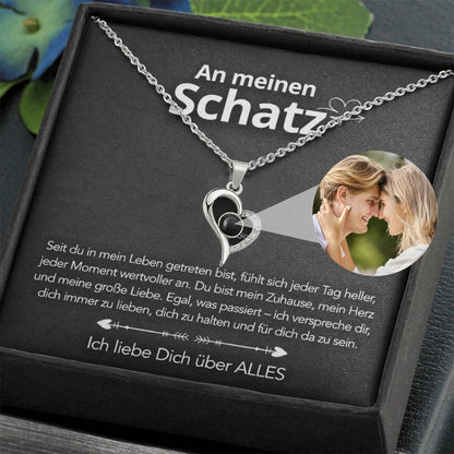 An meinen Schatz - Foto Halskette mit deinem Lieblingsbild – Schwungherz & Notiz
