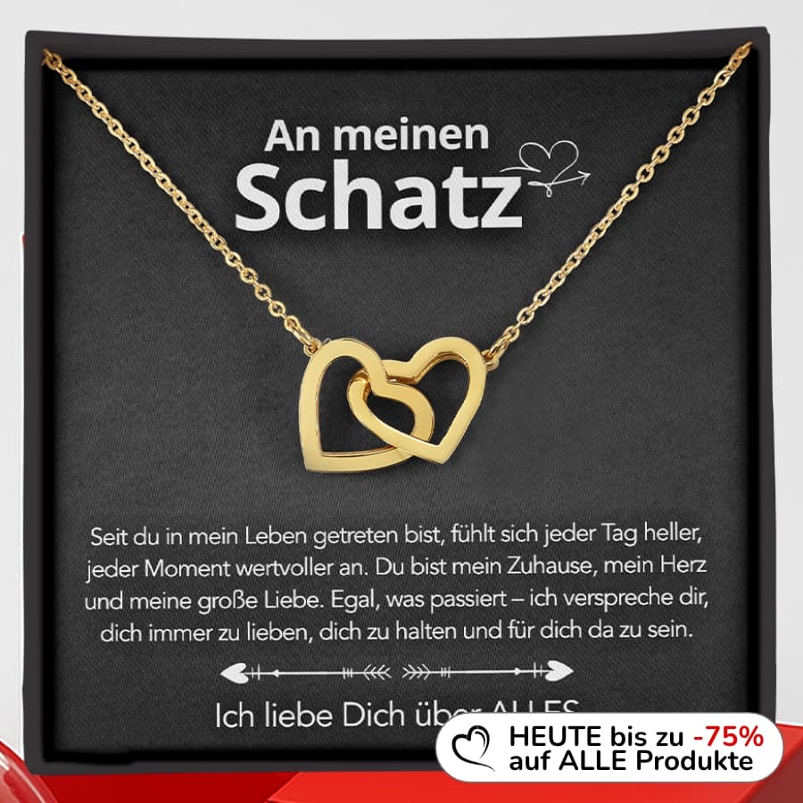 An meinen Schatz – Doppelherz Gravur in 14k Weißgold / 18k Gelbgold Veredelung