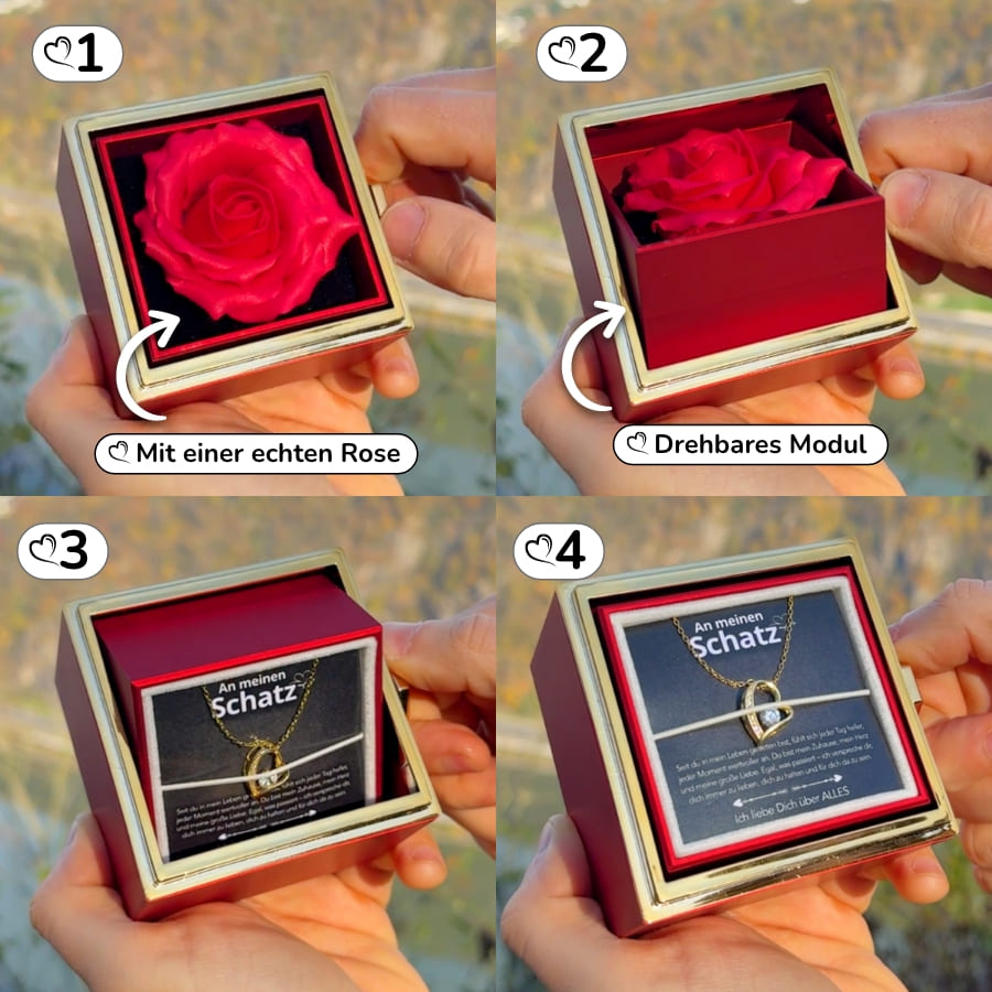 An meinen Schatz – Ewige Rose mit Herzschmuck & liebevoller Karte