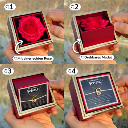 An meinen Schatz – Ewige Rose mit Herzschmuck & liebevoller Karte