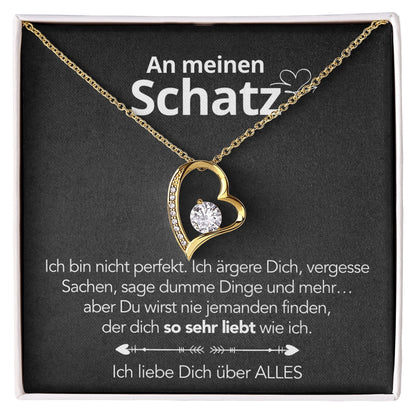 An meinen Schatz – Herzanhänger in 14k Weißgold / 18k Gelbgold Veredelung