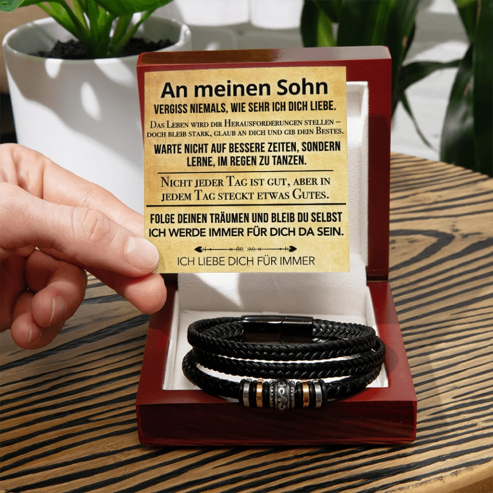An meinen Sohn - Vergiss niemals - Lederarmband