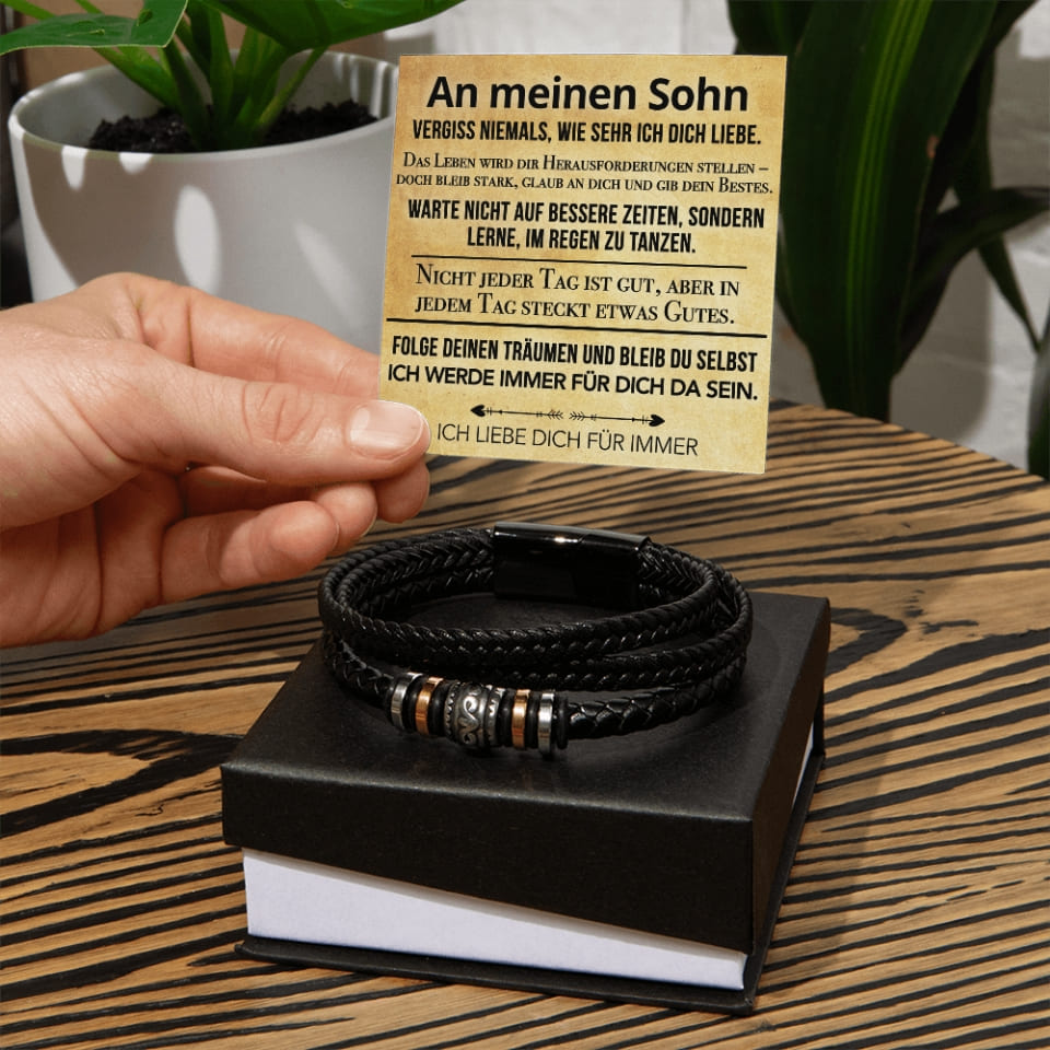 An meinen Sohn - Vergiss niemals - Lederarmband