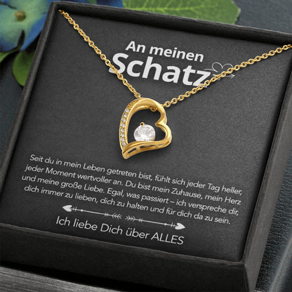 Für meinen Schatz – Herzanhänger in 14k Weißgold / 18k Gelbgold Veredelung