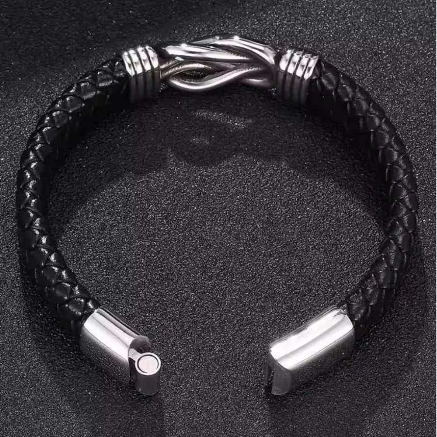 An meinen Mann - Geflochtenes Edelstahl Lederarmband