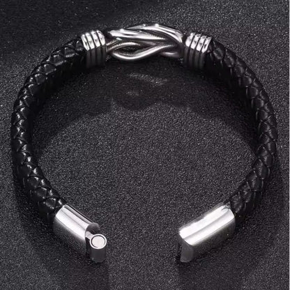 An meinen Mann - Geflochtenes Edelstahl Lederarmband