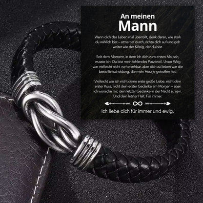 An meinen Mann - Geflochtenes Edelstahl Lederarmband