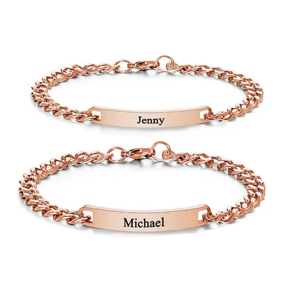 Graviertes Armband-Set für Paare – Mit ewiger Rosenbox
