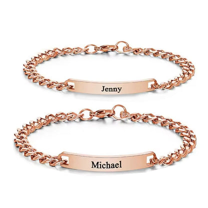 Graviertes Armband-Set für Paare – Mit ewiger Rosenbox