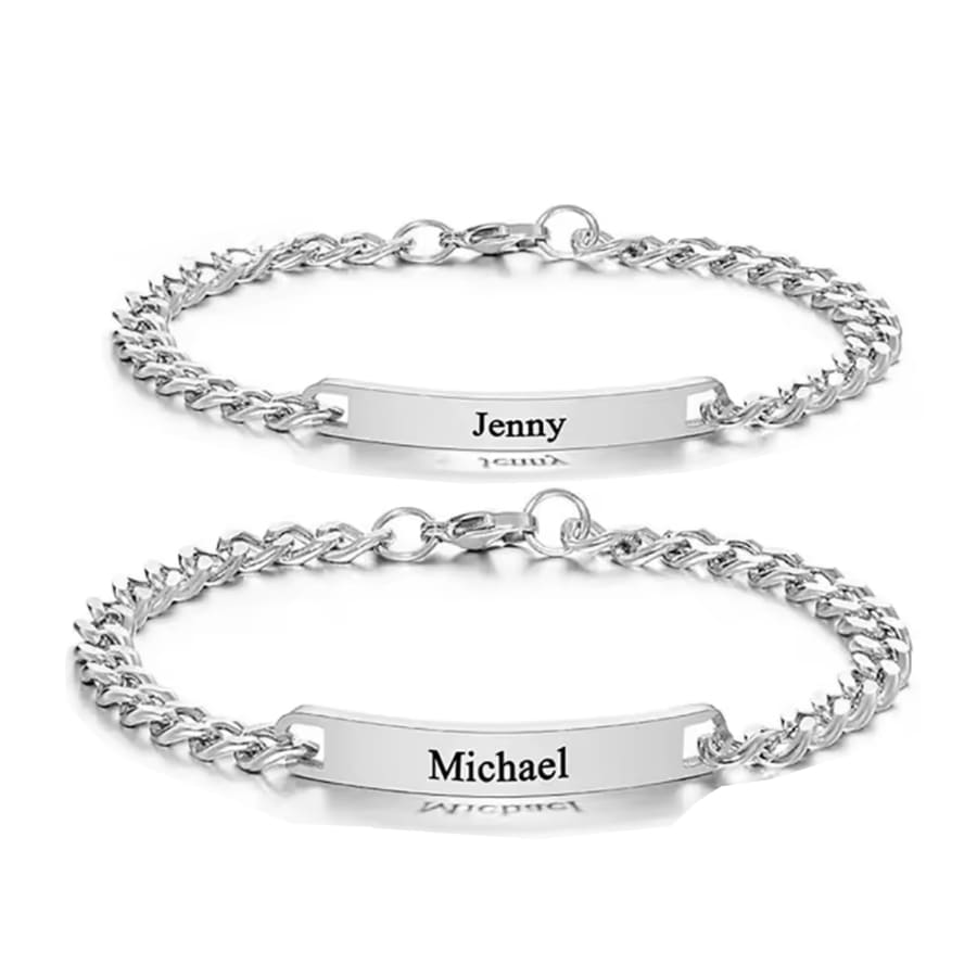 Graviertes Armband-Set für Paare – Mit ewiger Rosenbox