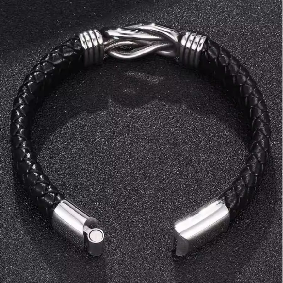 An meinen Sohn - Geflochtenes Edelstahl Lederarmband
