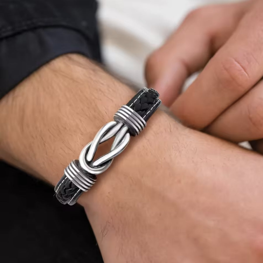 An meinen Mann - Geflochtenes Edelstahl Lederarmband