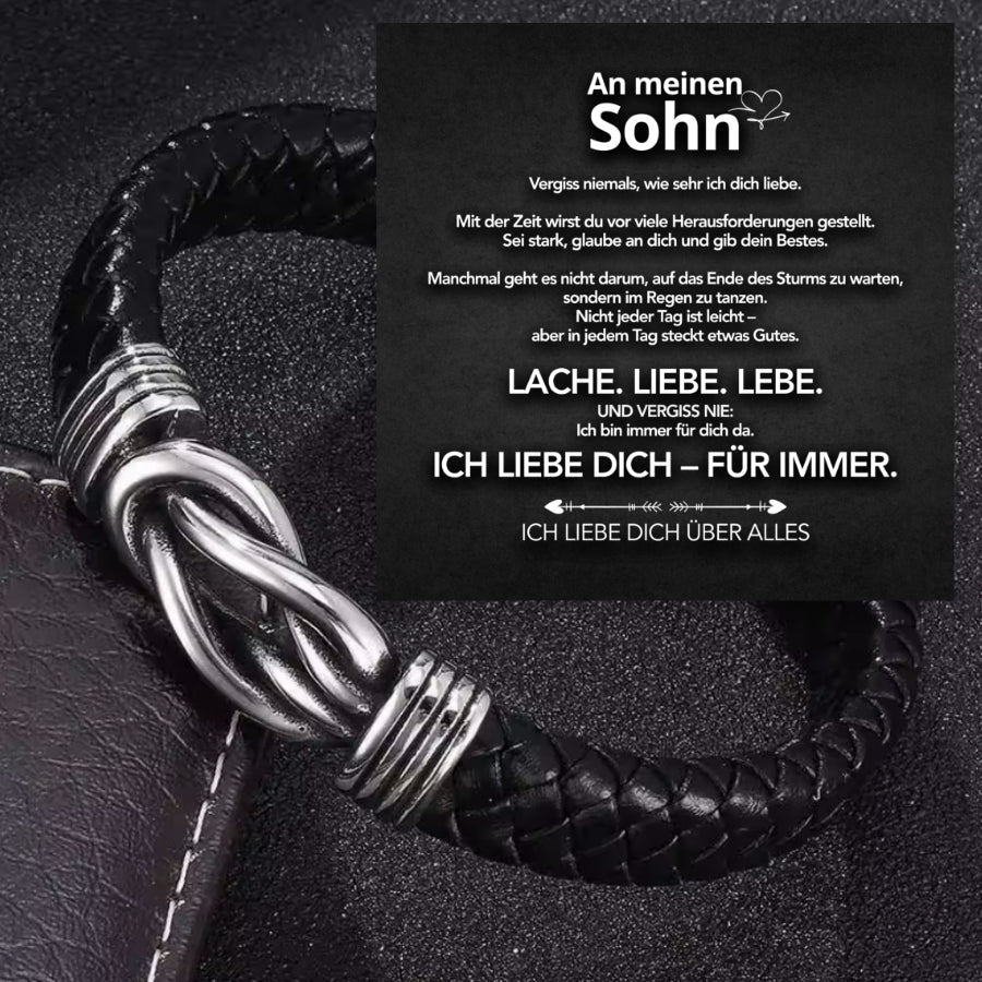 An meinen Sohn - Geflochtenes Edelstahl Lederarmband