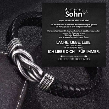 An meinen Sohn - Geflochtenes Edelstahl Lederarmband