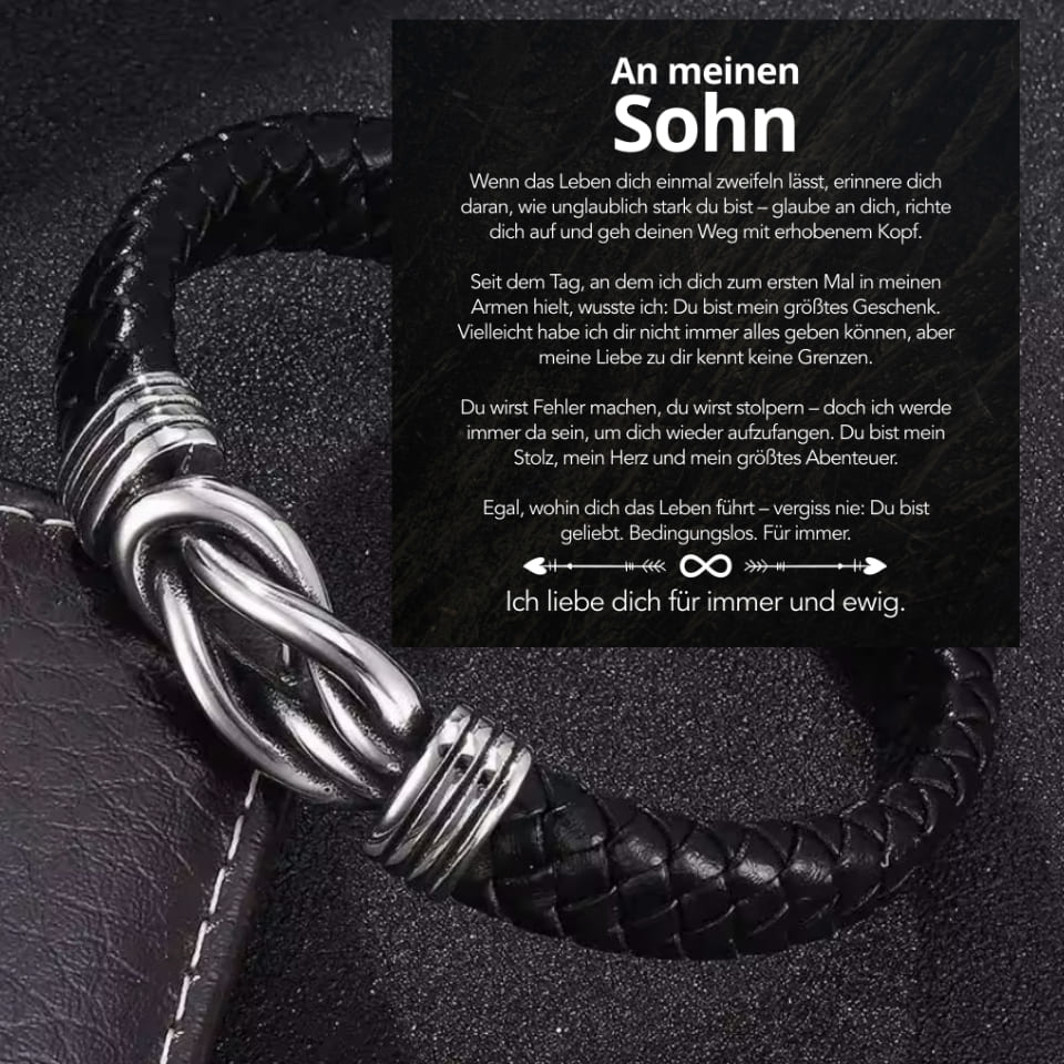 An meinen Sohn - Geflochtenes Edelstahl Lederarmband