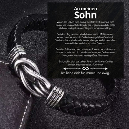 An meinen Sohn - Geflochtenes Edelstahl Lederarmband