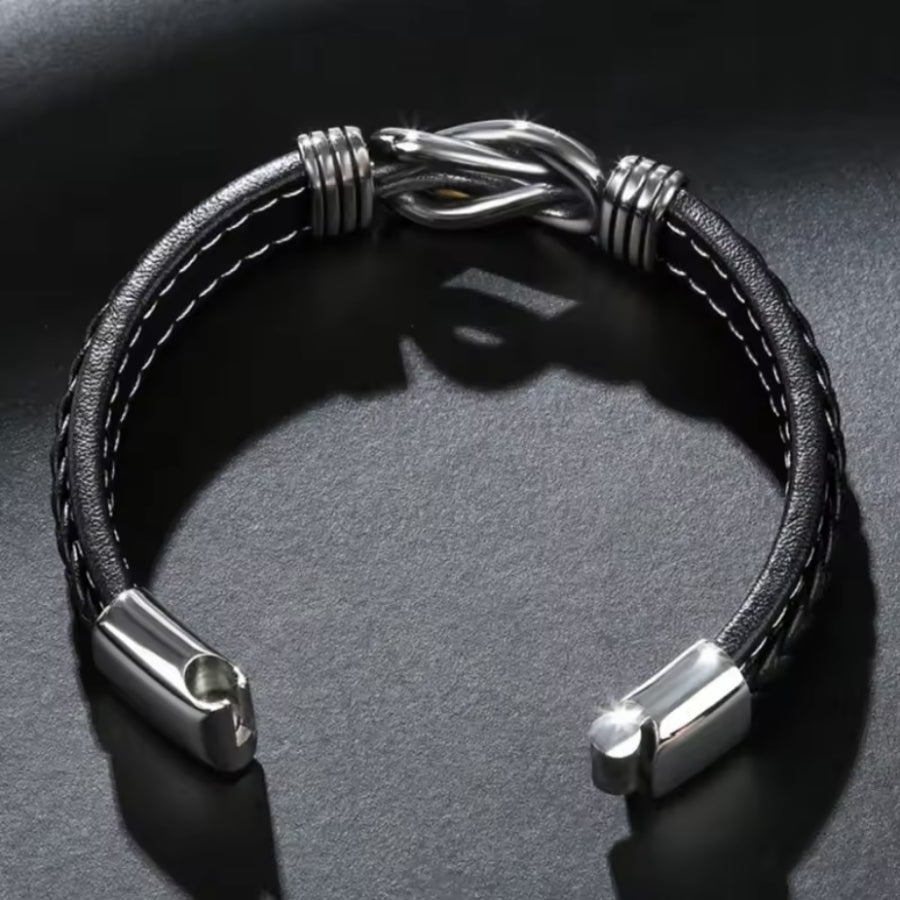 An meinen Sohn - Geflochtenes Edelstahl Lederarmband