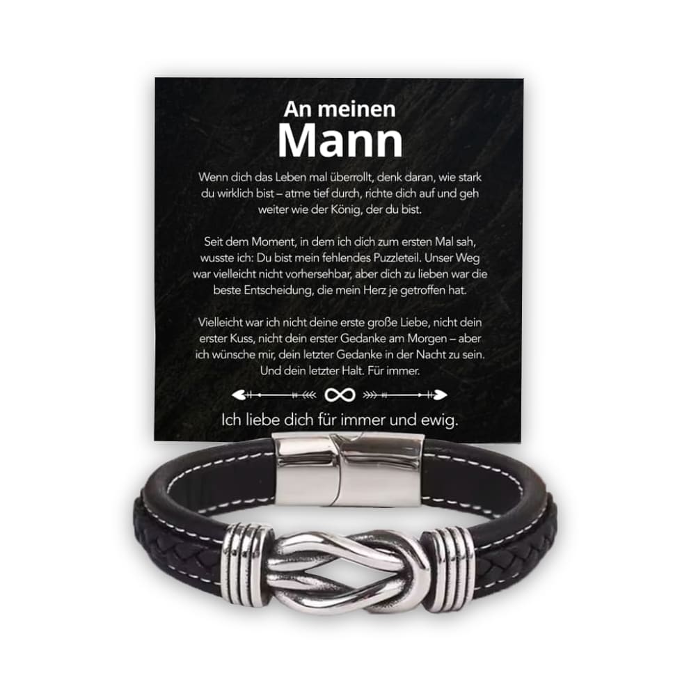 An meinen Mann - Geflochtenes Edelstahl Lederarmband