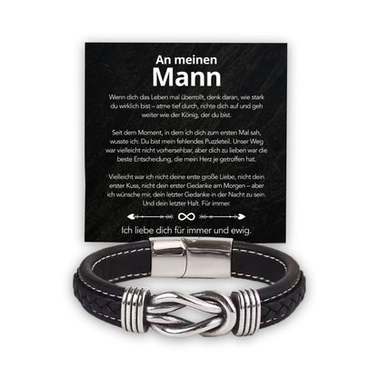 An meinen Mann - Geflochtenes Edelstahl Lederarmband