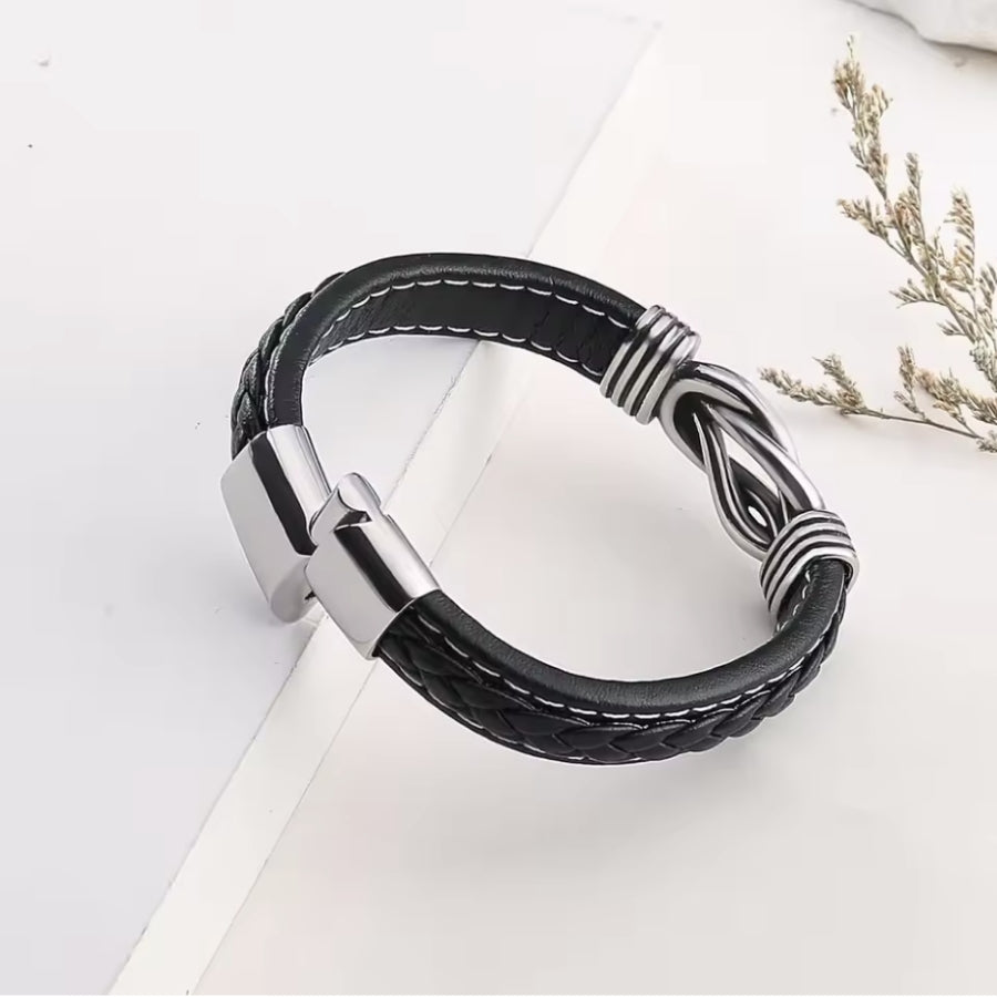 An meinen Sohn - Geflochtenes Edelstahl Lederarmband