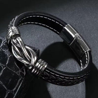 An meinen Sohn - Geflochtenes Edelstahl Lederarmband