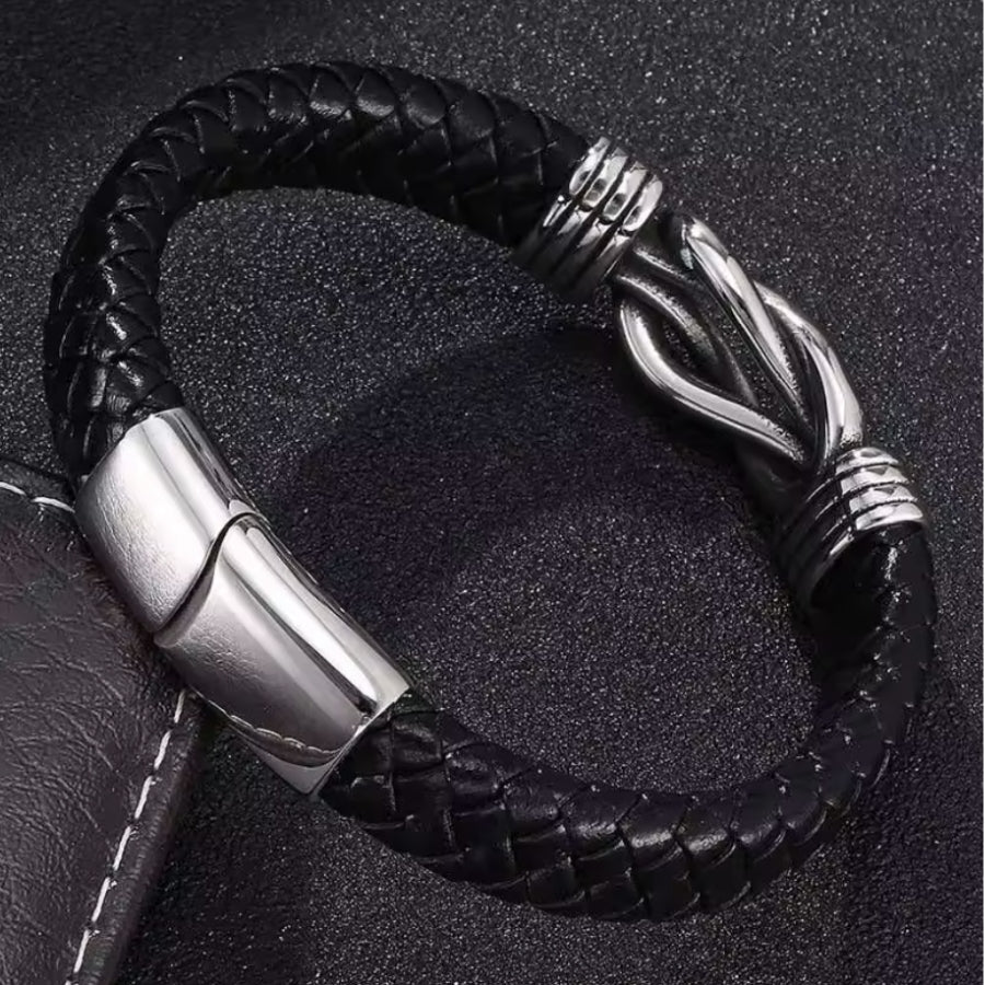 An meinen Sohn - Geflochtenes Edelstahl Lederarmband