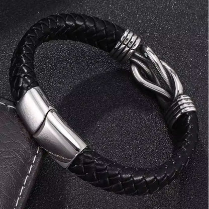 An meinen Sohn - Geflochtenes Edelstahl Lederarmband