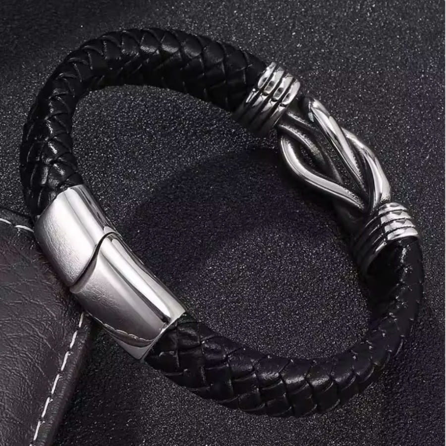 An meinen Sohn - Geflochtenes Edelstahl Lederarmband