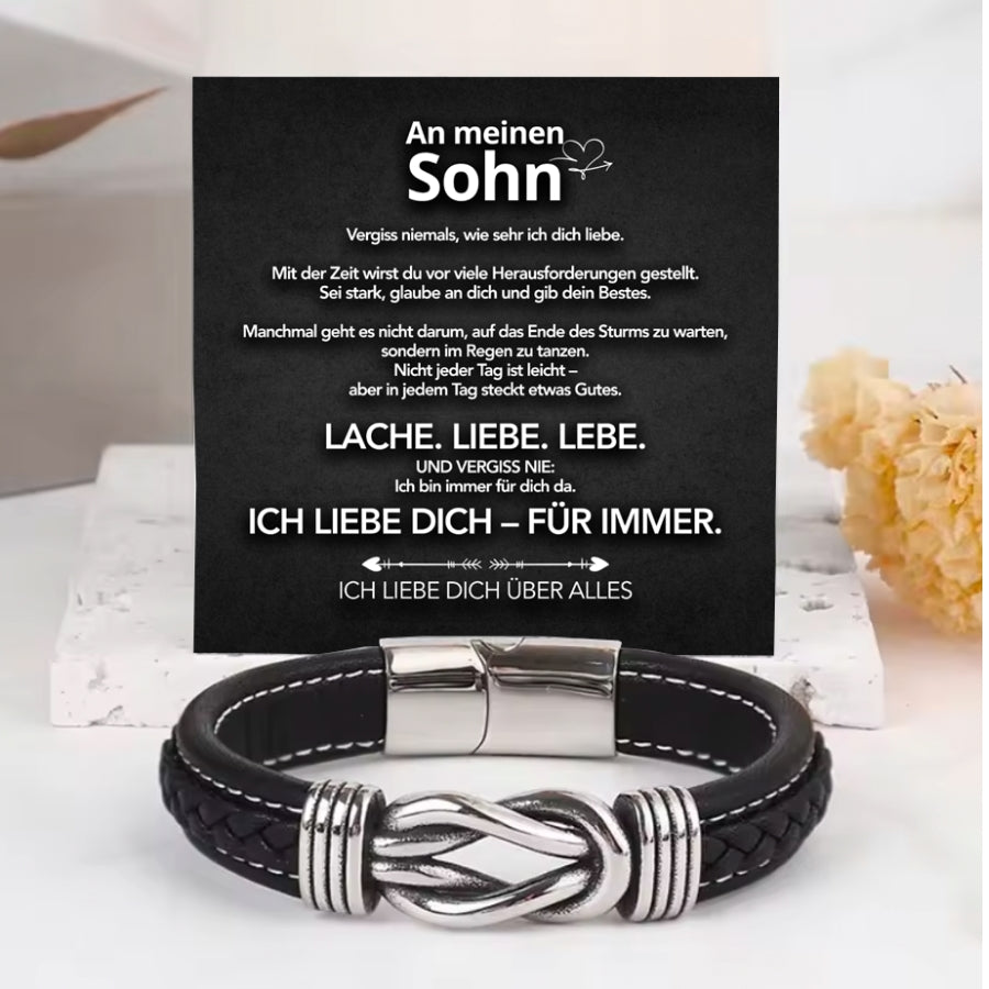 An meinen Sohn - Geflochtenes Edelstahl Lederarmband
